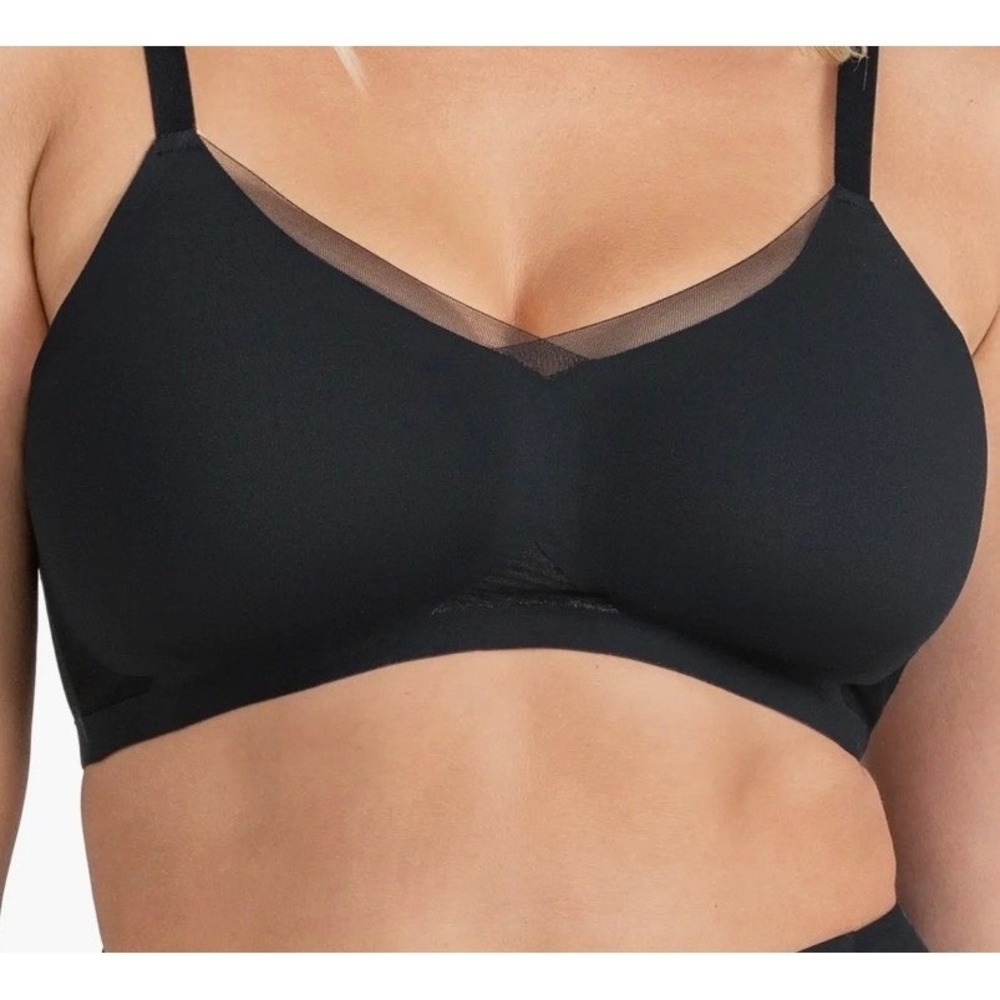Honeylove LiftWear Crossover Bra Vamp Black Wireless Mesh LWBR0301 XL
